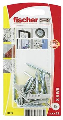 FISCHER, Tacos y alcayatas pared para colgar cuadros, 6x40 mm 8 unidades
