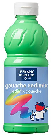 Lefranc Bourgeois 188021 flüssige Tempera Redimix Farbe, leuchtende Gouachefarbe auf Wasserbasis, hohe Deckkraft, hervorragenden Maleigenschaften, gebrauchsfertig, 500ml Flasche - Fluo Grün