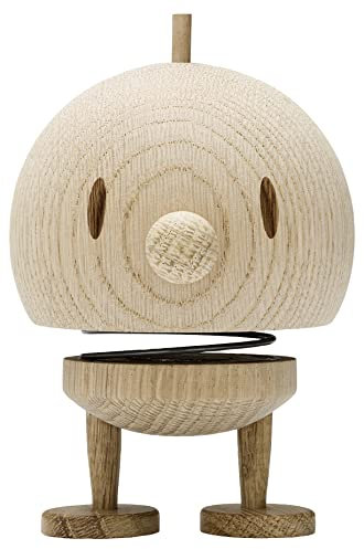 Hoptimist Bumble, Holzdeko, Wackelfigur & Glücksbringer aus Holz, Deko Skandinavisch, Deko Wohnzimmer, Büro & Schreibtisch, Tolle Kleine Geschenke, 7,5 x 8,5 x 10,7 cm, Medium, Raw Oak