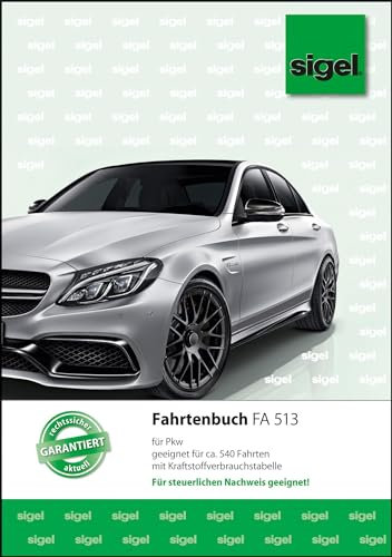 Sigel© Fahrtenbuch, fr Pkw, mit Klammerheftung, A5, 32 Blatt, 32 Blatt