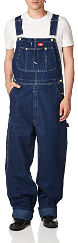Dickies Men's Bib Smooth Straight Dungarees, Blue (Bleu Rnsd Ind/Blu), W38/L32 (Manufacturer Size: W38/L32)