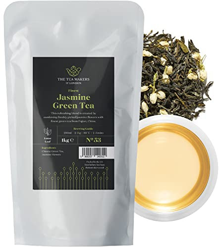 Natural Jasmine Green Tea Loose Leaf | Premium Chinese Green Tea with Jasmine Flowers | Aromatic, Sweet & Floral | 1kg Bulk Catering Pack – The Tea Makers of London