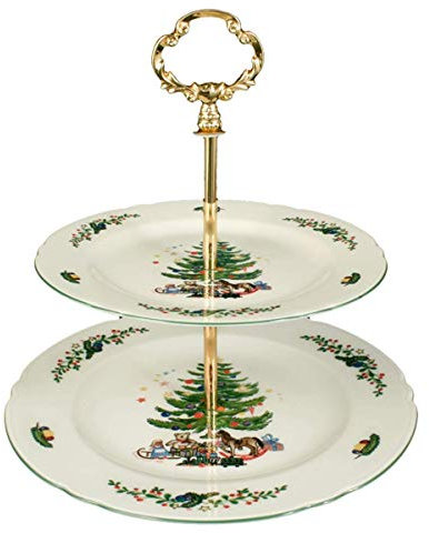 Seltmann 001.296353 Marieluise 2-teilig Porcelain Etagere, 43607 Dekor, Grün