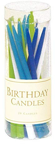 Caspari 3-Inch Tall Birthday Candles, Blue and Green, Pack of 20