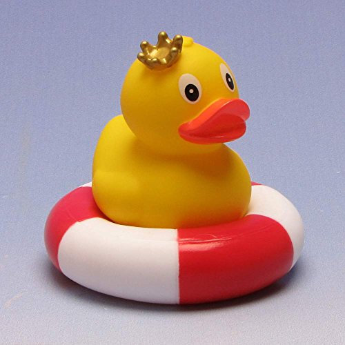 Duckshop I Steh-Badeente Prinzessin im Schwimmring I Quietscheente I H: 8 cm