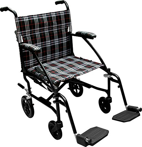 Drive Medical DFL19-BLK Fly-Lite Lightweight Folding Transport Wheelchair with Swing-Away Footrests, Black