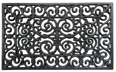 EHC Heavy Duty Wrought Effect Anti Slip Large Rectangular Rubber Doormat Dirt Trapper for Entrance, Indoor, Outdoor & Hallway 45 X 75 cm