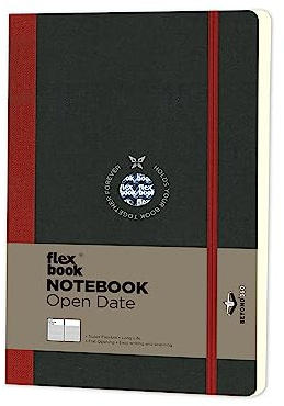 Flexbook Evig dagbok 192 linjerade sidor 13 x 21 cm svart/röd