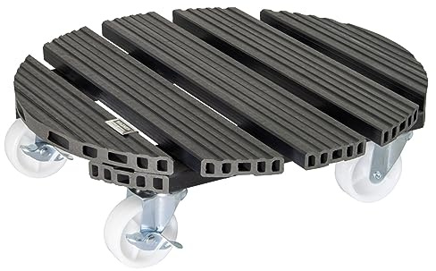 Wagner Växtroller WPC Ø 38,5 x 11 cm I Blomrulle för utomhusbruk inomhus I Kuvertskoter av FSC® Trä plastkomposit, antracit I 2 lås I lastkapacitet 150 kg – 20054501