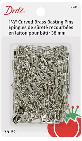 Dritz 3031 Curved Basting Safety Pins, Size 2, Nickel-Plated Brass (75-Count)