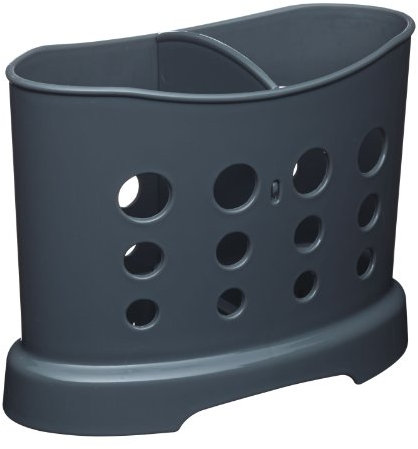 KitchenCraft Plastic Cutlery Drainer Caddy, Grey, 16 x 8 x 12 cm