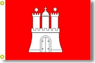 Top Qualität - Flagge HAMBURG MIT WAPPEN Fahne, 90 x 150 cm, EXTREM REIßFEST, Keine BILLIG-CHINAWARE, Stoffgewicht ca. 100 g/m², sehr robust, extra starke Messing-Ösen - mehrfach umlaufend genäht, ideal als Hissflagge Hissfahne für Innen/Au