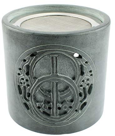 Budawi® Räucherstövchen Avalon – Speckstein grau ca. 10 × 10 cm mit Edelstahlsieb Ø 9 cm | Hochwertiges Räucher-Stövchen aus Naturstein für Harze & Kräuter