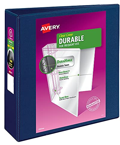 Avery Durable View 3 Ring Binder, 3 Inch Slant Rings, 1 Blue Binder (17044)