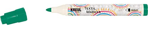 KREUL 90766 - Textil Marker medium, Grün, Strichstärke circa 2 bis 4 mm, Stoffmalstift für helle Stoffe & Textilien, waschecht nach Fixierung