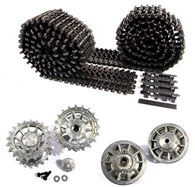 Mato Metal Tracks Sprockets Idler Wheels Set, with Metal Caps Bearings for Heng Long 3818 1/16 RC Tiger 1 Tank