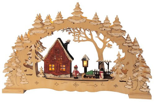 Best Season LED-Fensterleuchter Village, 10 warm weiß LED, Material: Holz , Batterie circa 27 x 43 cm, natur 270-26