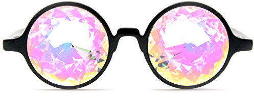 GloFX Nero Caleidoscopio Occhiali - Rainbow Rave Prisma Di Diffrazione