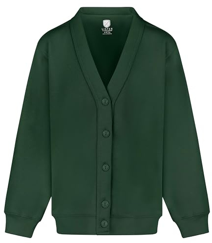 Miss Chief Girls Smart School Cardigan Sweatshirt Uniform Age 3 4 5 6 7 8 9 10 11 12 13 ((30) 9-10yrs, Bottle Green(Dark))
