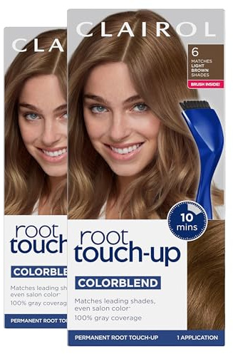 Clairol Root Touch-Up by Nice'n Easy Permanent Hair Dye, 6 Light Brown Hair Color| 100% Gray Coverage | Easy Brush Application | Matches Professional Salon Shades | Pack of 2