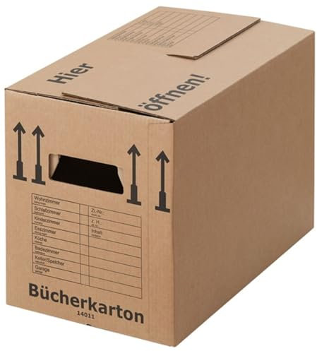 BB-Verpackungen 15x Bücherkartons Aktenkarton PROFI 503 x 298 x 359 mm (15 Stück) 2-wellig | doppelter Boden, recycelte Pappe und dreifach Griffverstärkung