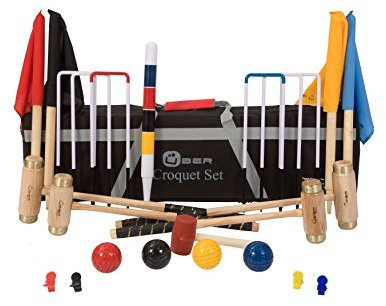 Ubergames Europe Junior Garten Spiel, Executive Krocket Set, fur Jugend, Absolute Top Set - Profi - Metaltore - Kunststoff Tore - Crqouet aus England - Made in India