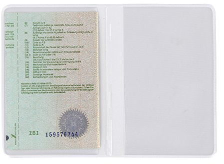 AUSWEISMAPPE AUSWEISHÜLLE AUSWEISETUI (Weiß - 2 Fächer) Rot Blau Weiß Transparent Etui Mappe Hülle Schutzhülle KFZ Schein Fahrzeug Papiere Auto Fahrzeugschein Dokument - Made in Germany