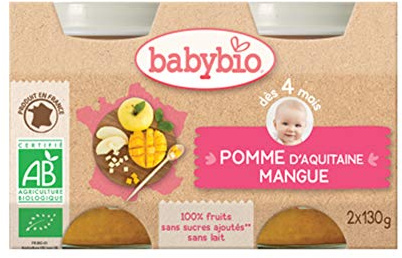 Babybio mangue pomme de Nouvelle-Aquitaine dès 4 mois 2x130g