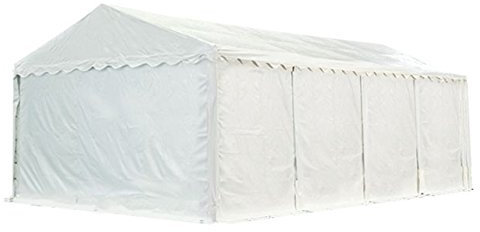 TOOLPORT Stabiles Lagerzelt Zelthalle 6 x 8 m feuersicher in weiß 550g/m² PVC wasserdicht Weidezelt 2,60m Höhe