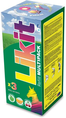Likit Horse Lick - Ricarica Grande da 650 g, Mela, Banana e Ciliegia, 3 x 650 g