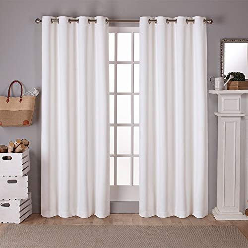 Exclusive Home Curtains Sateen Woven Blackout Grommet Top Panel Pair, Vanilla, 52x84, 2 Piece