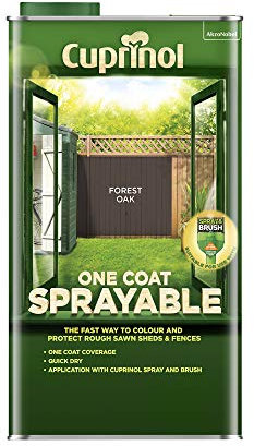 Cuprinol 5 Litre One Coat Sprayable Fence Treatment Forest Oak