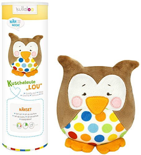 kullaloo - Nähset/Stoffpaket zum Selber Machen: Kuscheltier Eule Lou“ in braun inkl. Schnittmuster (DE/EN)