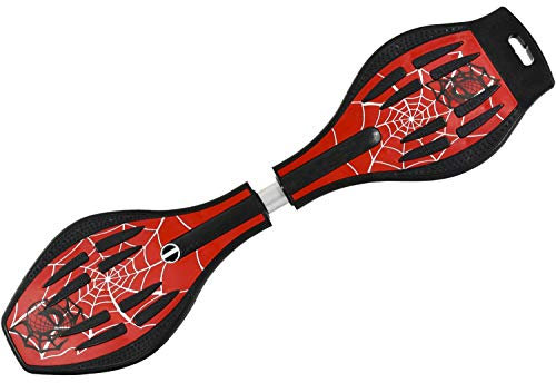 MAXOfit Waveboard Pro XL bis 95 kg mit Tasche und Leuchtrollen, 88x23x30 (Spider Red)