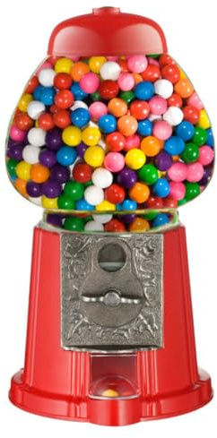 15” Gumball Machine with Coin Bank - Bubble Gum Machine Candy Dispenser with Glass Globe and Metal Base - Vintage Style Gum Ball Vending Dispenser by Great Northern Popcorn (Red)