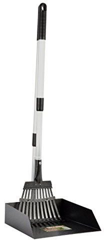 PRECISION PET PRODUCTS Little Stinker Heavy Duty Poop Scoop Large Pan with Rake - 6200-66215, Silver/Black