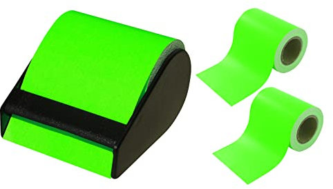 Haftnotiz-Abroller mit ca. 10 m Haftnotizen inkl. 2 Nachfüllrollen in Neongrün, Breite: 60 mm, Klebezettel Haftnotizblöcke