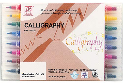 Zig Memory System Calligraphy Markers, Multicolor, 8-Pack