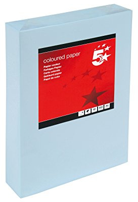 5 Star Office 297625 Coloured Copier Paper Multifunctional Ream-Wrapped 80gsm A4 Light Blue [500 Sheets]