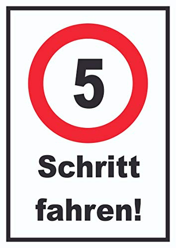 HB-Druck Schritt Fahren 5 km/h Schrittgeschwindigkeit Schild Langsam Fahren A2 Rückseite selbstklebend