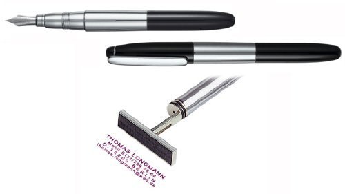 Heri Stempelkugelschreiber Füllfederhalter New Promesa schwarz/silber vom Kaufhaus2010