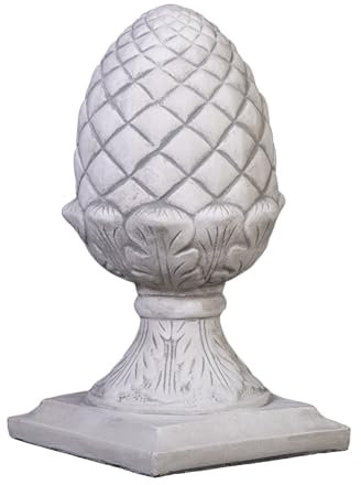 gartendekoparadies.de Pinienzapfen Steinfigur Zirbelnuss, H. 43 cm, 24 kg, Grau, frostsicher aus Steinguss für Außenbereich