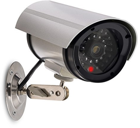 kwmobile Caméra Factice Extérieur - Fausse Caméra de Surveillance avec LED Rouge et Faux Câble - Sécurité Antivol - Mur ou Plafond - sur Piles