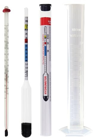 Thermometer World - Hydromètre, thermomètre et éprouvette de 100 ml - Accessoire pour faire du vin et de la bière