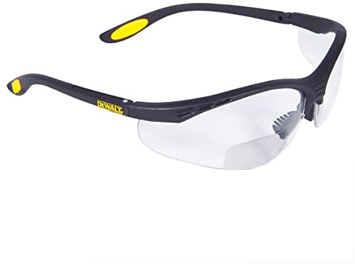 DEWALT DPG59 Reinforcer Rx-Bifocal High Performance Protective Eyeware with Rubber Temples and Protective Eyeglass Sleeve - Clear Lens, 2.0 Diopter