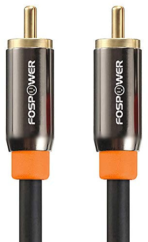 FosPower 1m Koaxialkabel Cinch RCA Digital Audio, 24K Vergoldeter Stecker, Cinch auf Klinke 3,5mm, Für Heimkino 5.1, HDTV, Soundbar, Subwoofer