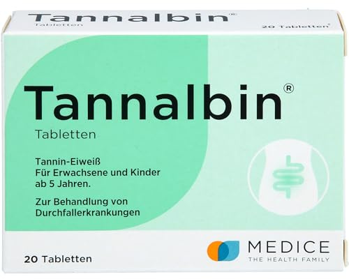 Tannalbin 500 mg 20 Tabletten bei Durchfallerkrankungen - wirkt rasch & zuverlässig - sehr gut verträglich - vermeidet Flüssigkeitsverlust