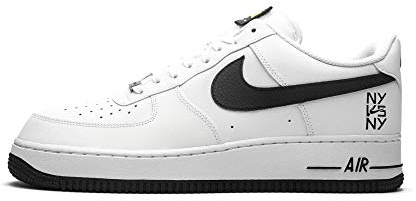 Nike Air Force 1 Low Herren-Basketballschuhe, Weiß/Weiß/Schwarz, Größe 46, Weiß/Schwarz/Weiß, 46 EU