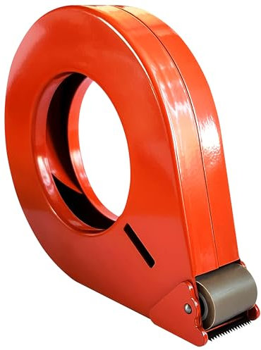 HANDABROLLER FÜR KLEBEBAND | Größe wählbar | Aus Metall | Zum Verschließen von Paketen, Behältern und Kartons | Für einseitiges Klebeband & Packband/für Rollen bis 25 mm Breite, rot