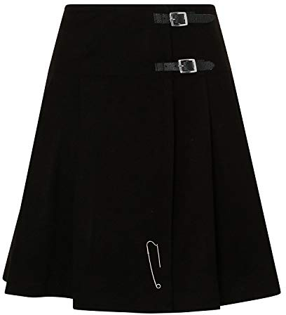 Tartanista - Jupe façon Kilt Longueur Genoux - Femme - épingle - 50,8 cm (20) - Noir uni - 36